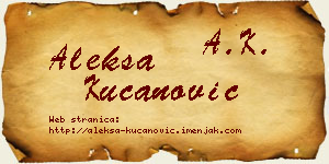 Aleksa Kucanović vizit kartica